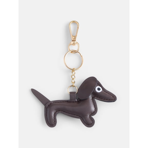 Free Assembly Women's Dachshund Bag Charm, Brown