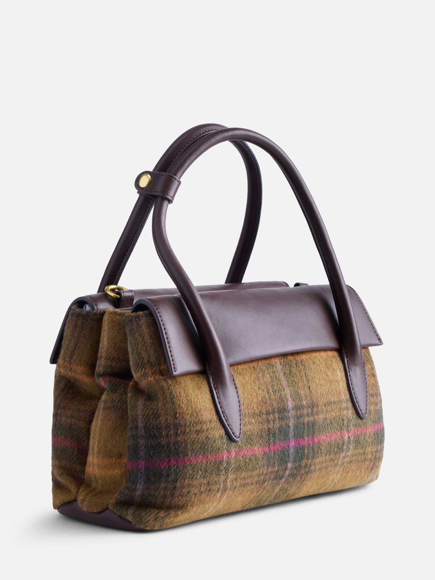 Free Assembly Women's Satchel, Green Plaid