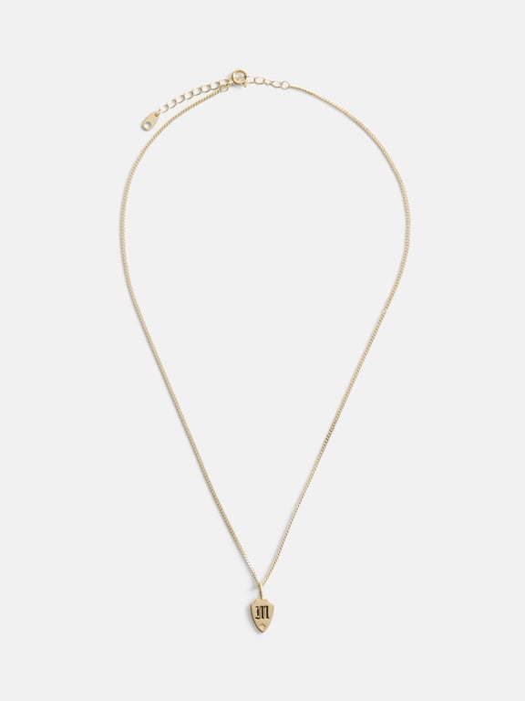 Women's Demi Fine 14K Gold Dipped Initial Shield Necklace, M, 16" + 2"