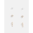 thumbnail image 1 of Free Assembly Women's 14K Gold-Plated Simulated Opal & Cubic Zirconia Flat Back Stud Earrings, Set of 3 Pairs, 1 of 6