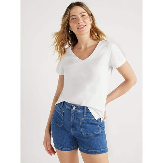 Free Assembly Women’s Easy V-Neck Tee, Sizes XS-XXL