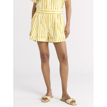 Free Assembly Women's Embellished Pull On Cotton Shorts, 3.5" Inseam, Sizes XS-XXL