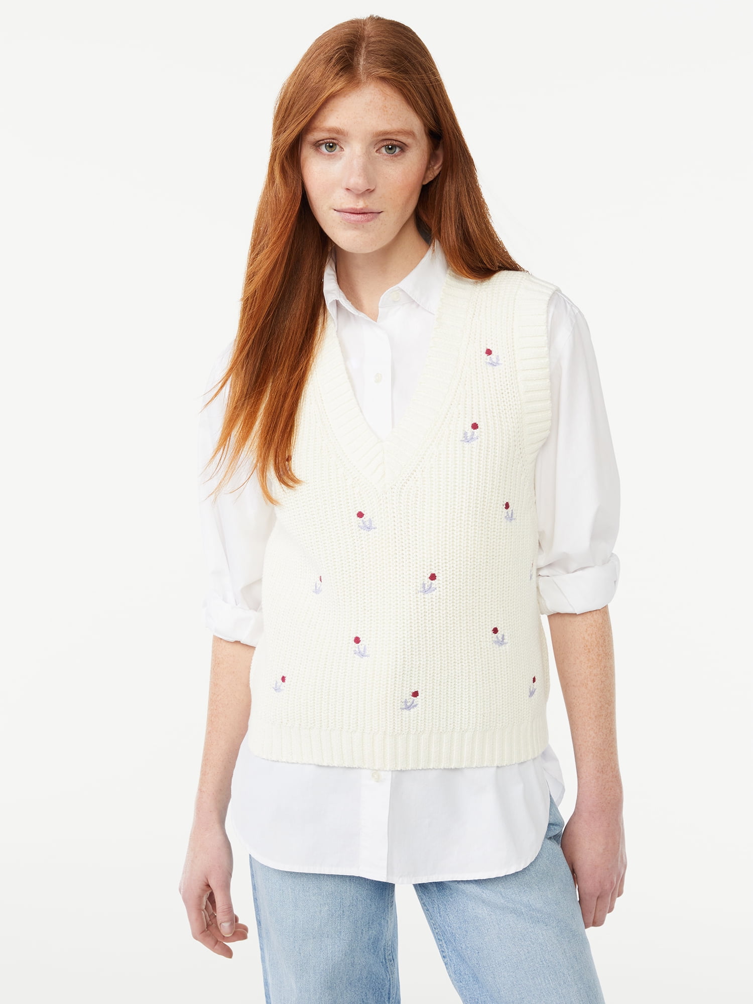 Embroidered Sweater Vest-Bust 44