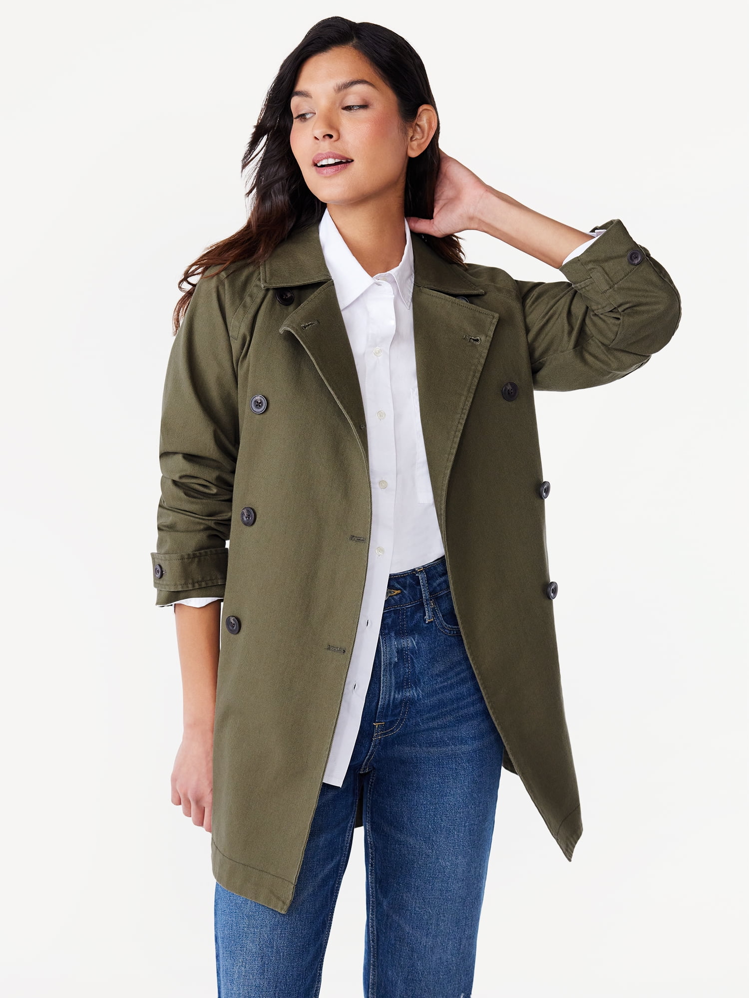 Free Assembly Women's Everyday Short Trench Coat, Sizes S-XXL - Walmart.com