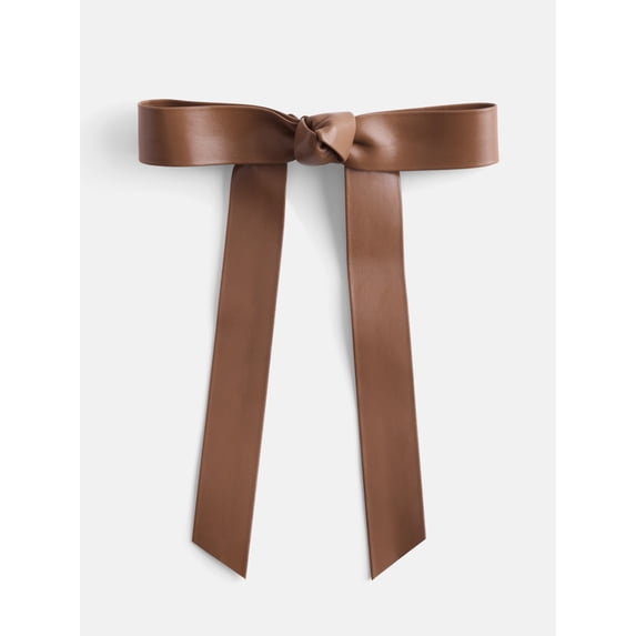 Free Assembly Women's Faux Leather Bow Barrette, Brown