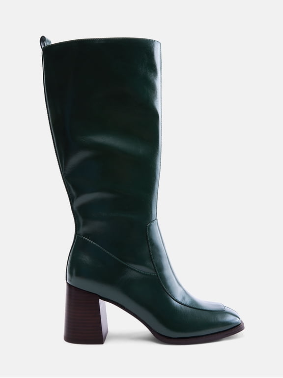 Women's Faux Leather Square Toe Tall Boots