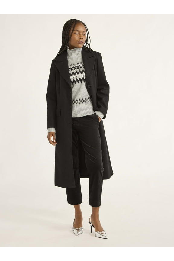 Women’s Faux Wool Long Coat, Sizes XS-XXXL