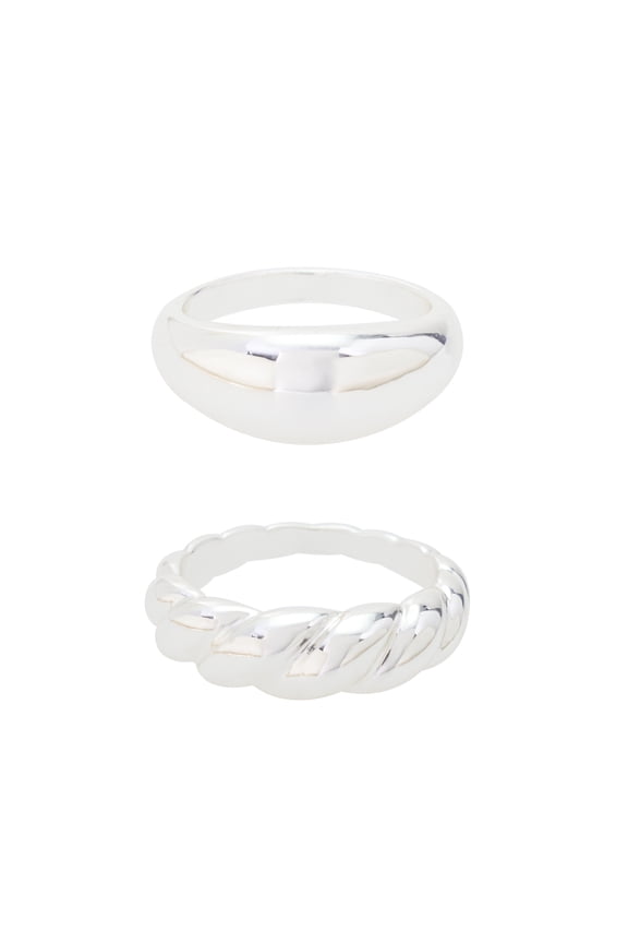 Women's Demi Fine Silver Plated Ring Set, 2-Pieces, Size 7