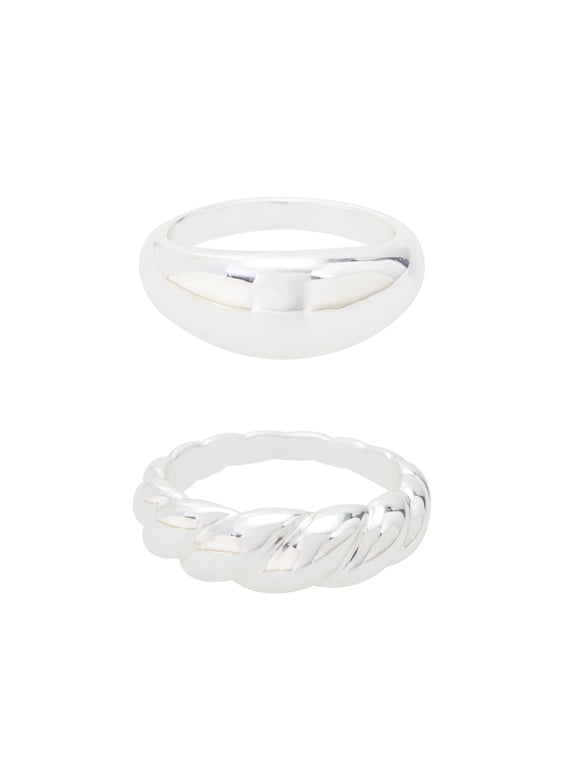 Women's Demi Fine Silver Plated Ring Set, 2-Pieces, Size 7