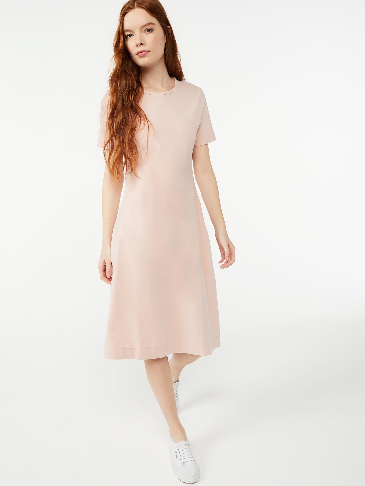 form fitting knee length dresses Textured Fitted Midi T-Shirt Dress main image 1