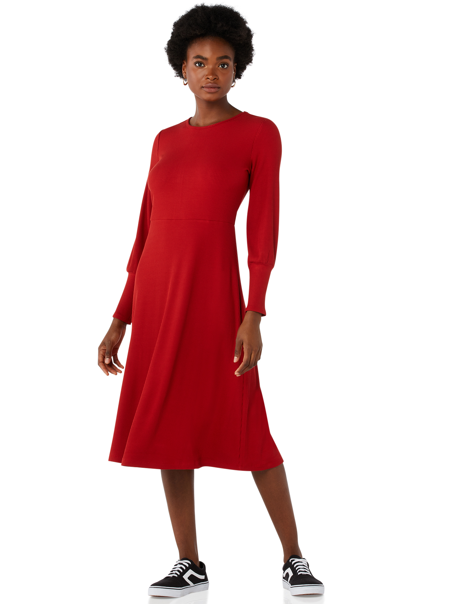 Free Assembly Women’s Fit & Flare Rib Knit Dress - image 1 of 6