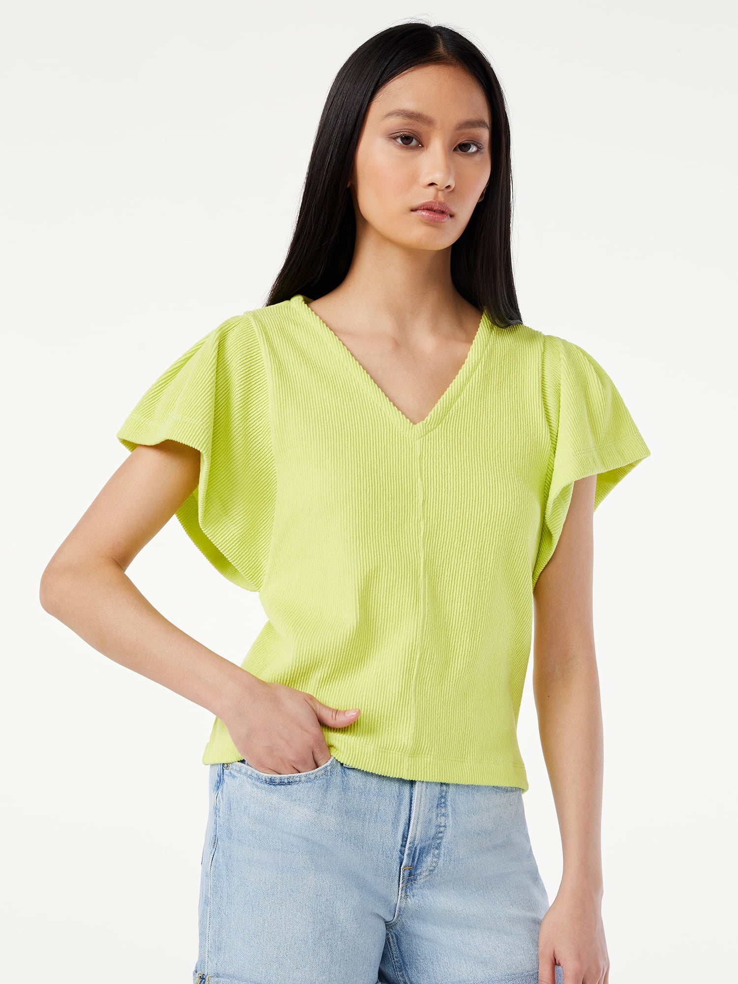 Free Assembly Women's Flounce Sleeve Top