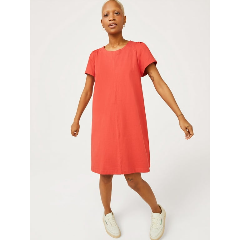 Free Assembly Women s Flutter Sleeve T Shirt Dress Walmart