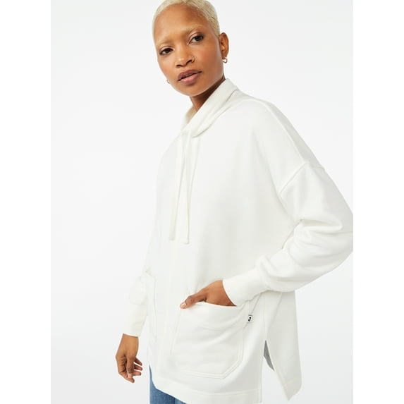 Free Assembly Women's Funnel Neck Sweatshirt with Patch Pockets