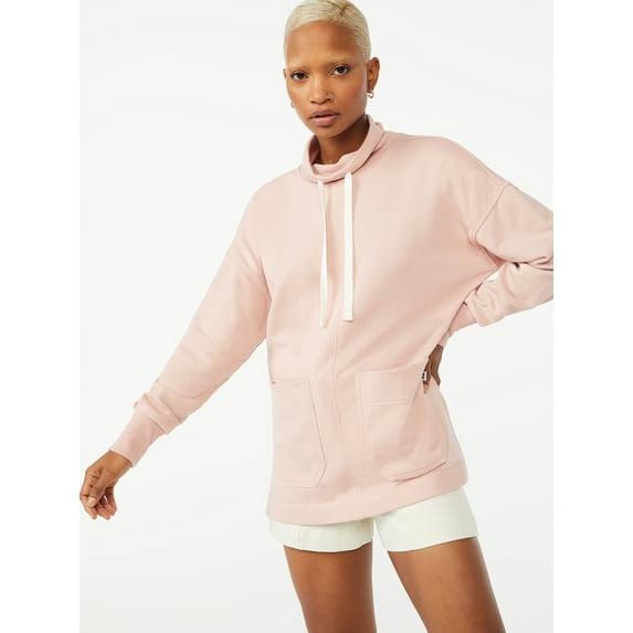 Free Assembly Women's Funnel Neck Sweatshirt with Patch Pockets