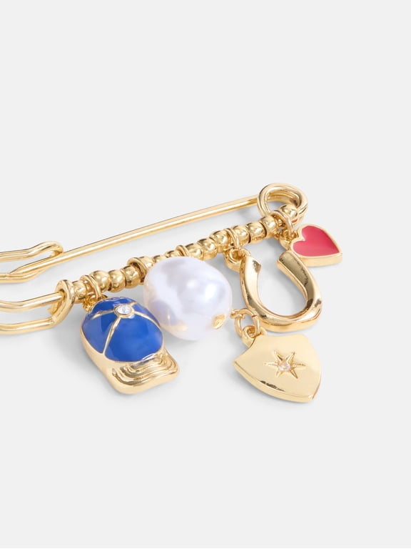 Women's Goldtone Charm Brooch with Pearlescent Bead