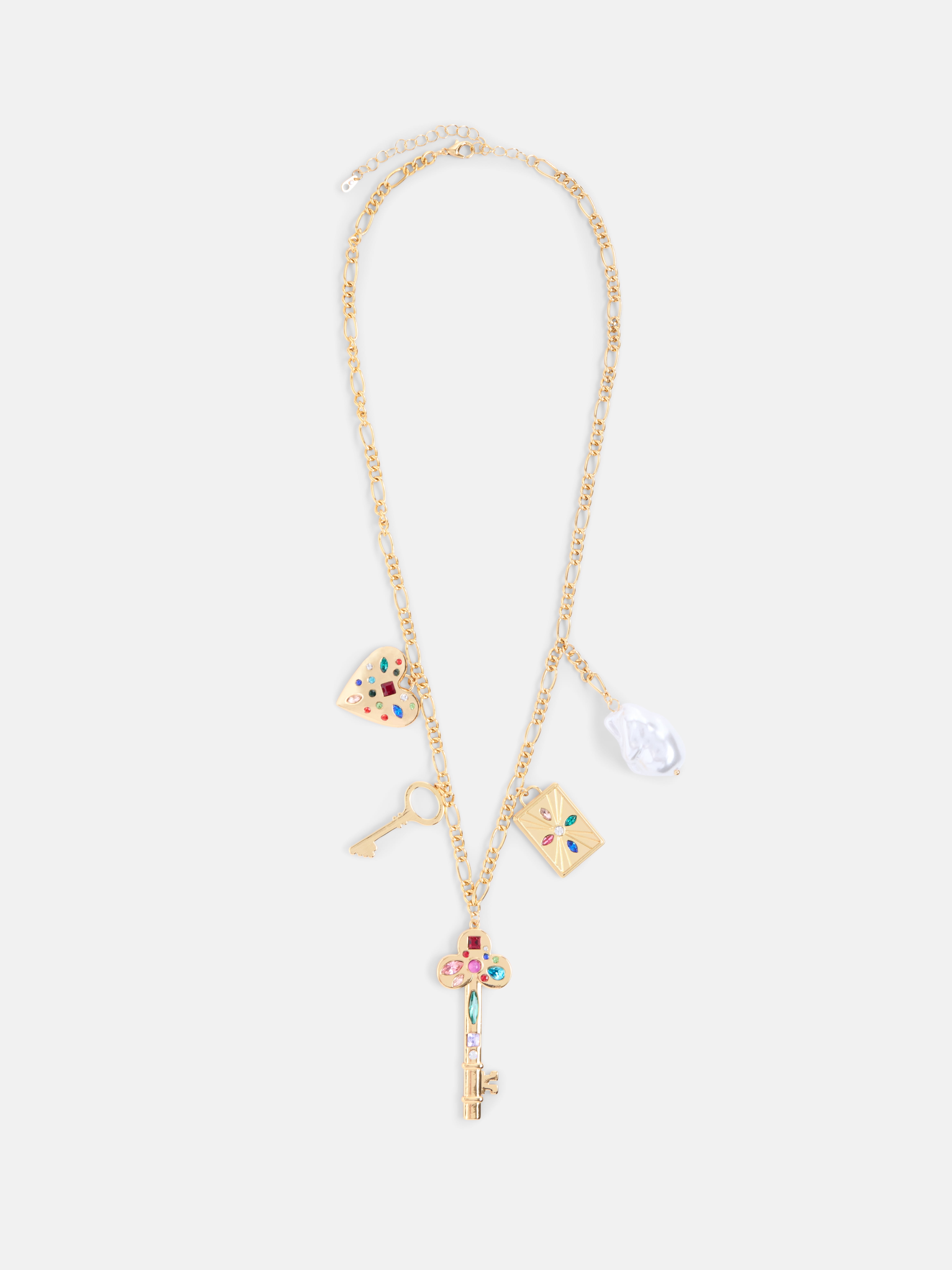 Free Assembly Women's Gold Tone Charm Necklace, 22" + 3" Extender