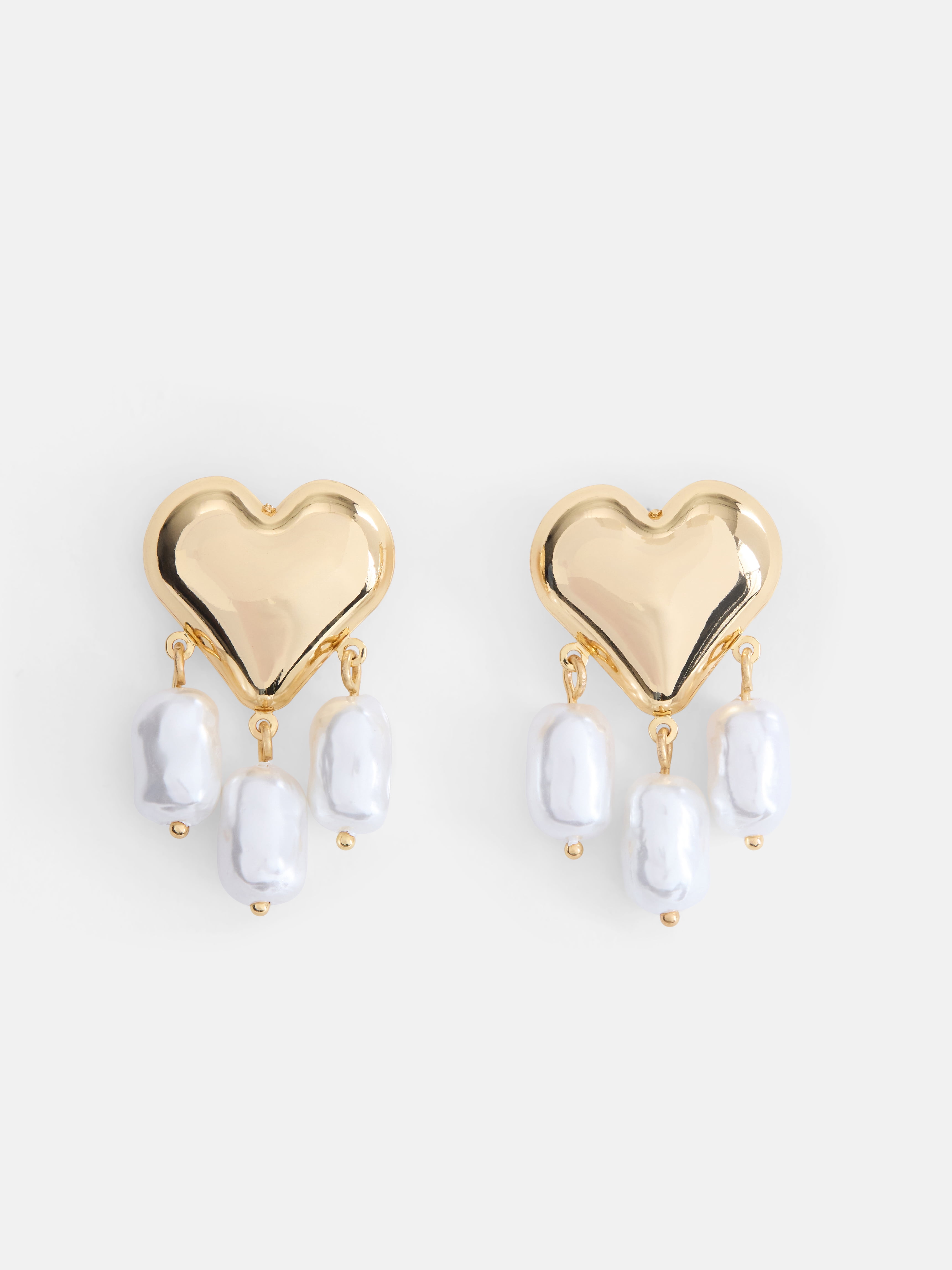Free Assembly Women's Gold Tone Heart and Faux Pearl Drop Earrings