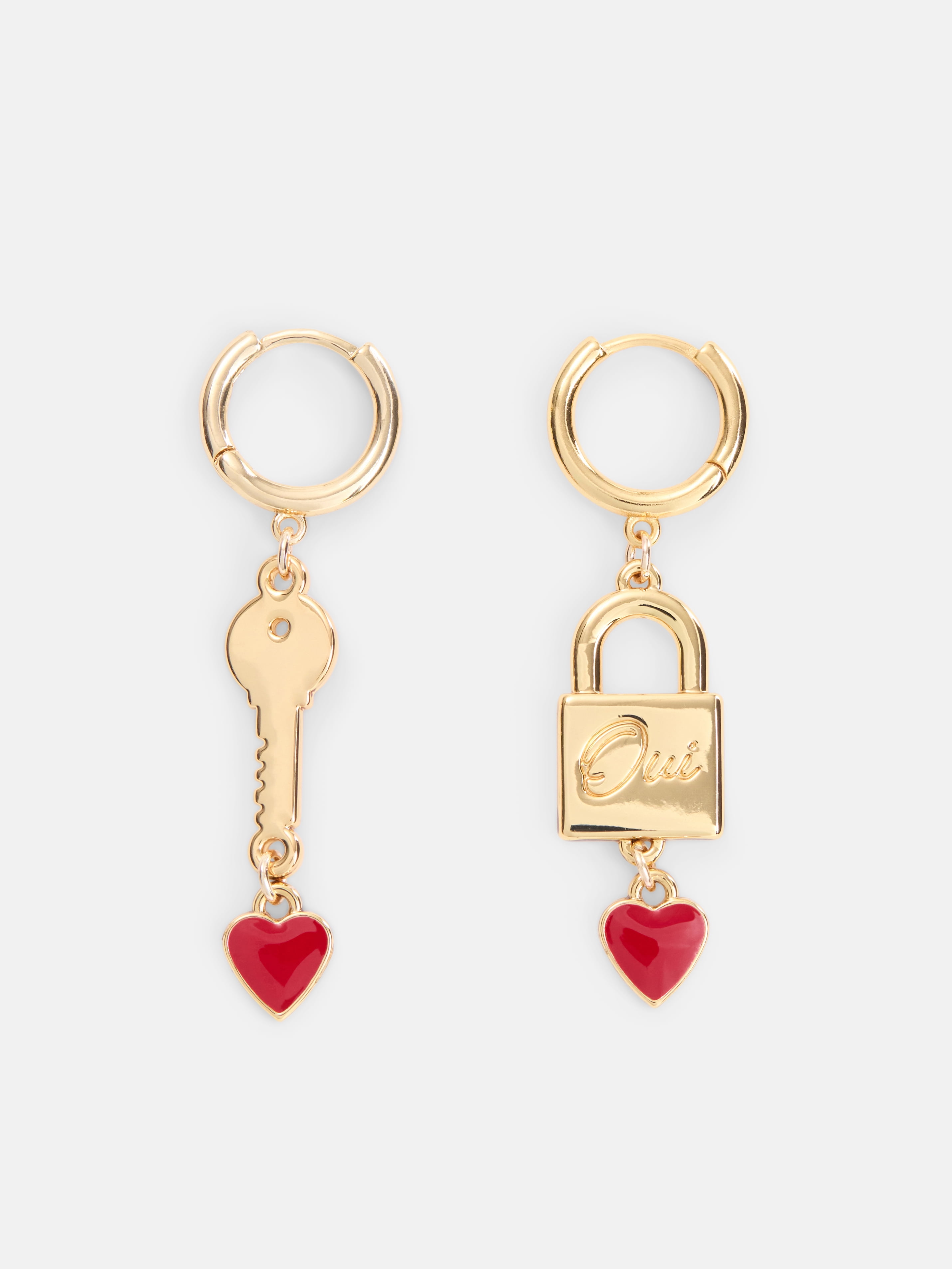 Free Assembly Women's Goldtone Key and Lock Hoop Earrings