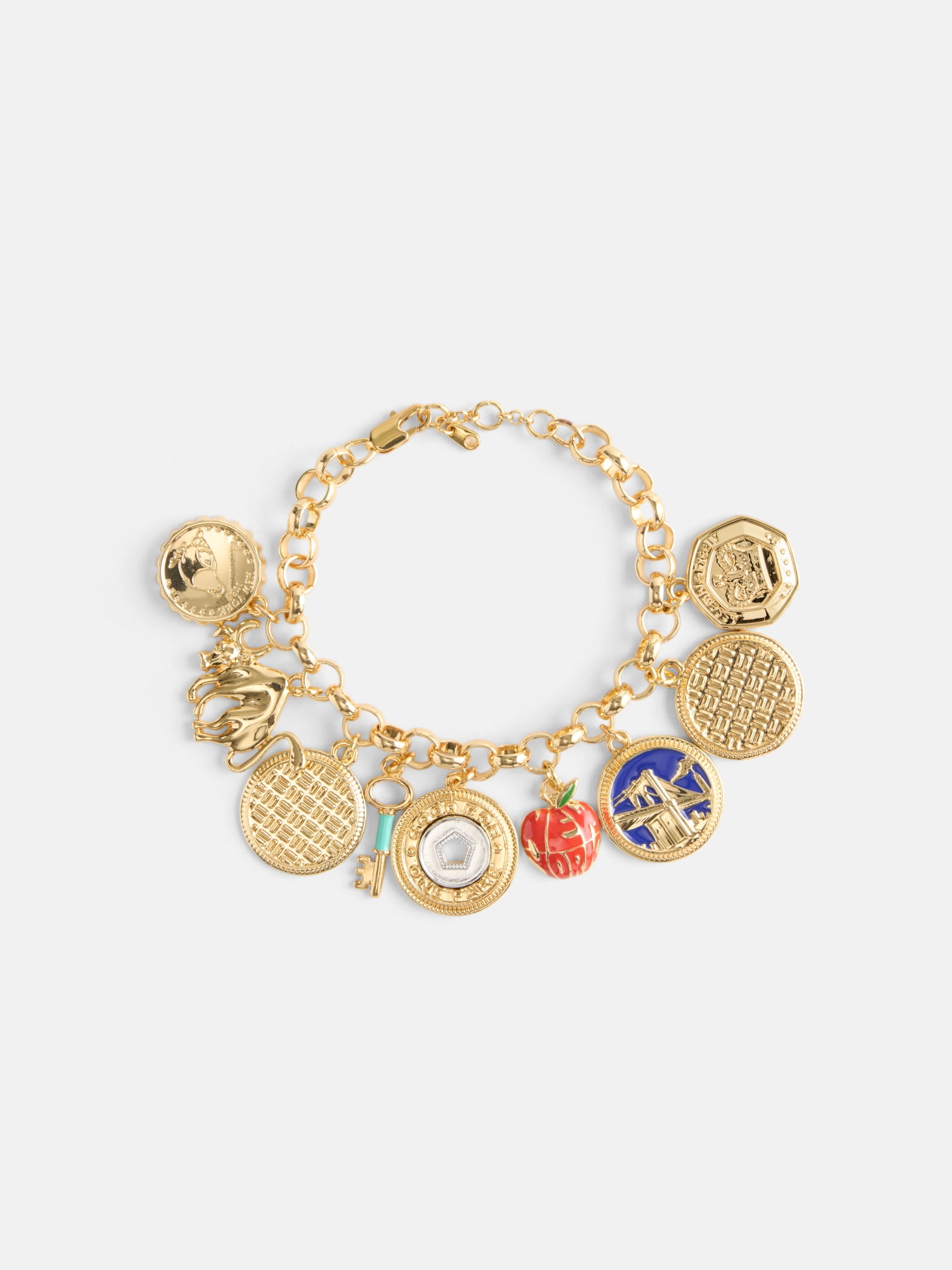 Free Assembly Women's NYC Coin Charm Bracelet, Goldtone