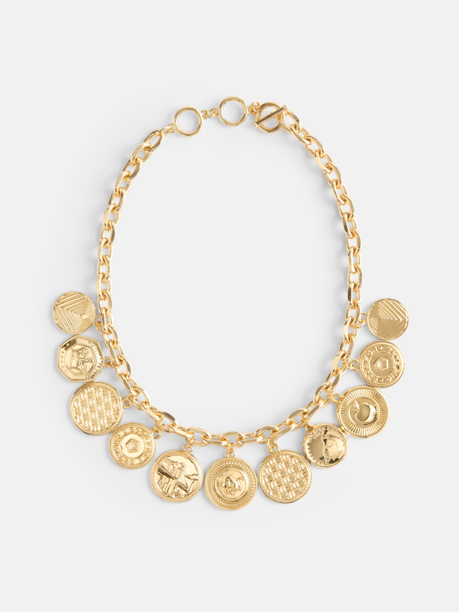 Free Assembly Women's NYC Coin Charm Toggle Necklace, Goldtone