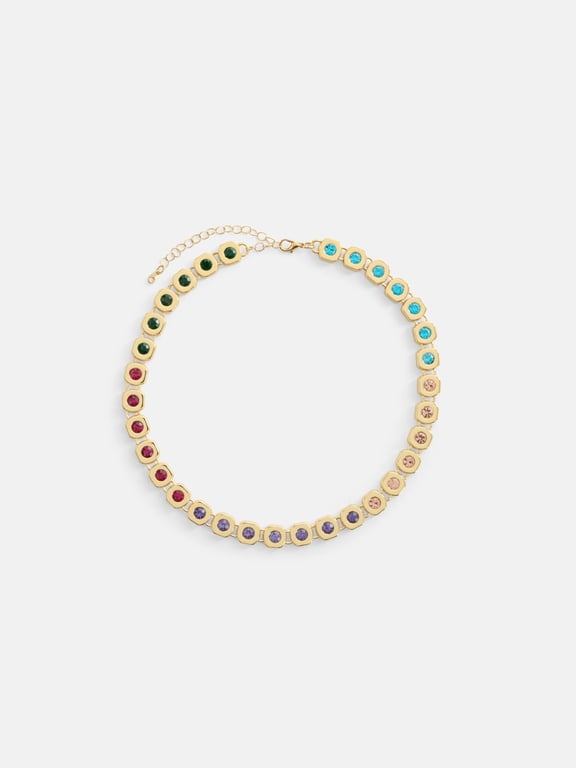 Women's Crystal Cup Chain Necklace, 16" + 3", Goldtone