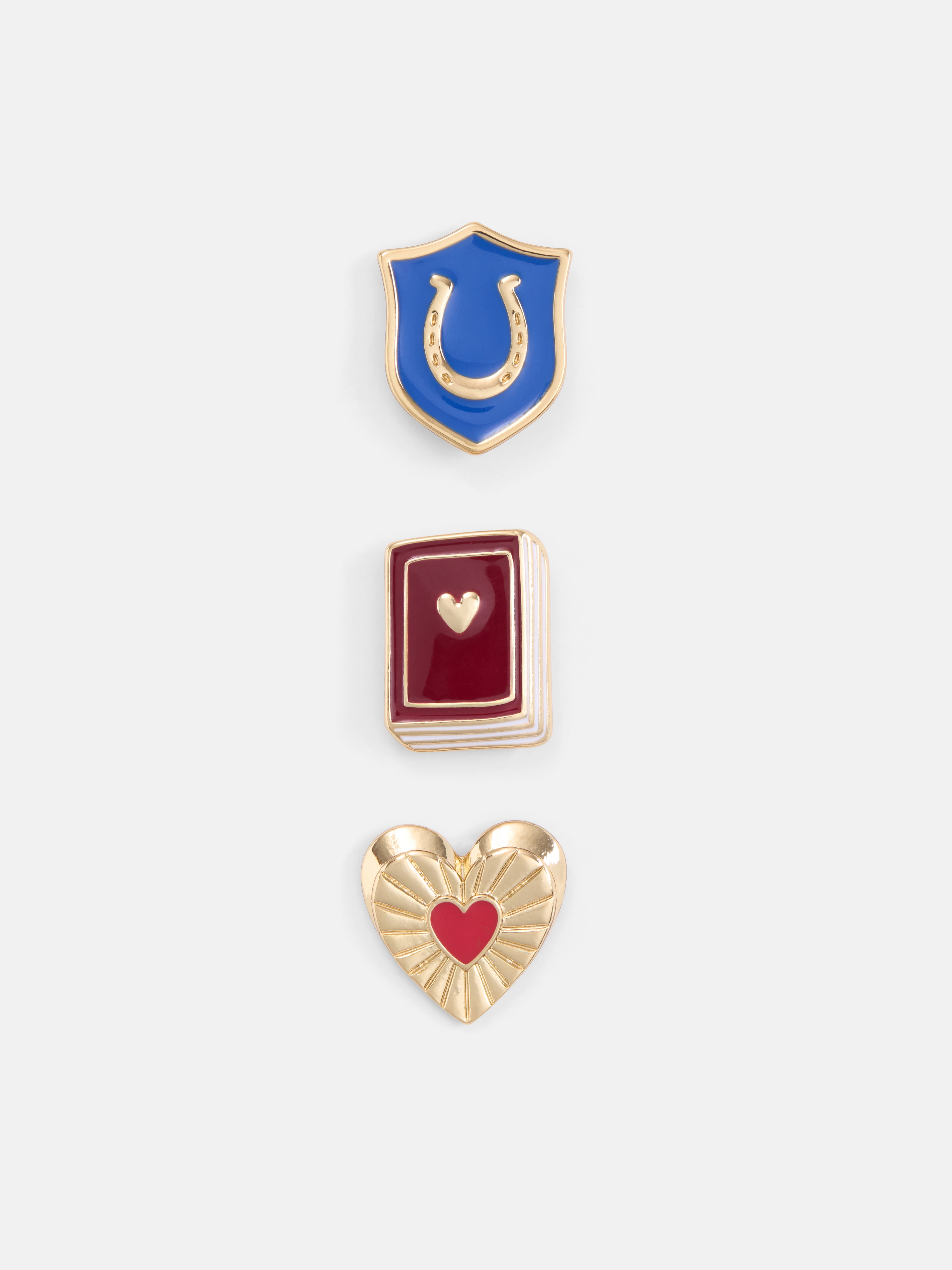 Free Assembly Women's Book, Heart and Horseshoe Crest Pin Set, 3-Piece