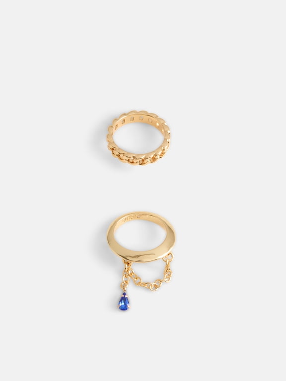 Women's Goldtone Chain Ring Set, 2-Piece, Size 7