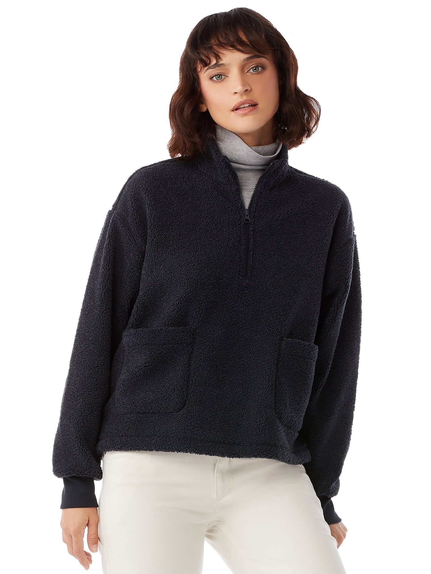 Faux sherpa sweatshirt sale