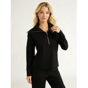 FREE ASSEMBLY Women's and Women's Plus Half Zip Pullover Sweatshirt, Sizes XS-4X