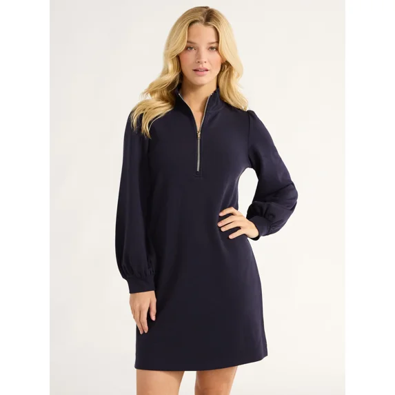 Free Assembly Women’s Half Zip Sweatshirt Mini Dress Sizes XS-XXL