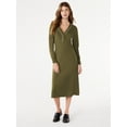Free Assembly Women's Henley Midi Sweater Dress, Sizes XSXXL
