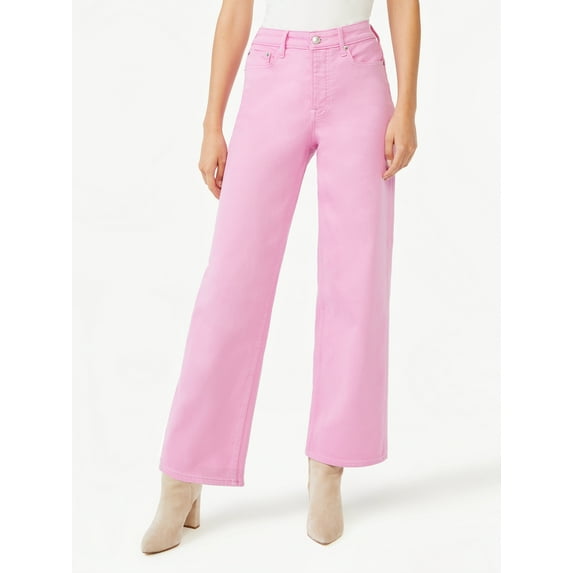 Free Assembly Women's High Rise 70’S Full Wide Leg Straight Jeans