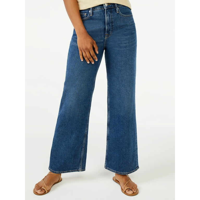Andere plaatsen per ongeluk aanwijzing Free Assembly Women's High Rise 70'S Full Wide Leg Straight Jeans -  Walmart.com
