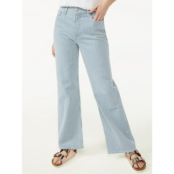Free Assembly Women's High Rise 70’S Full Wide Leg Straight Jeans
