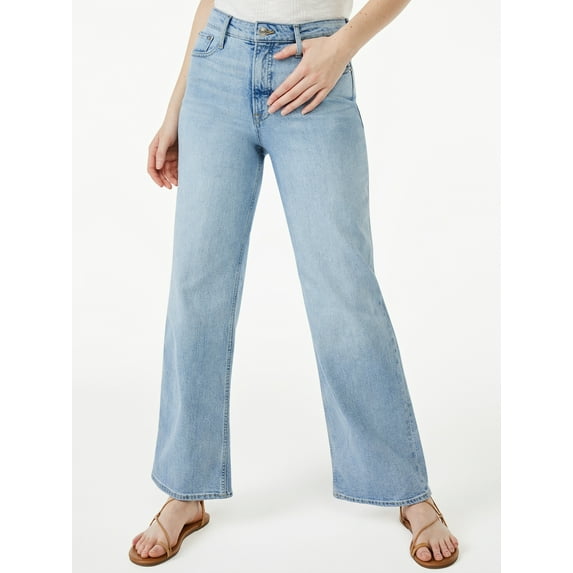 Free Assembly Women's High Rise 70's Full Wide Leg Straight Jeans