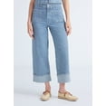 thumbnail image 1 of Free Assembly Women’s High Rise Cuffed Jean Pants with Patch Pockets, 30" Inseam, Sizes 0-28W, 1 of 6