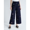 thumbnail image 1 of Free Assembly Women's Embroidered Wide Leg Cropped Pants, 26" Inseam, Sizes 0-18, 1 of 5