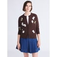thumbnail image 1 of Free Assembly Women's and Women's Plus Floral Jacquard Shrunken Cardigan Sweater, Midweight, Sizes XS-XXL, 1 of 5