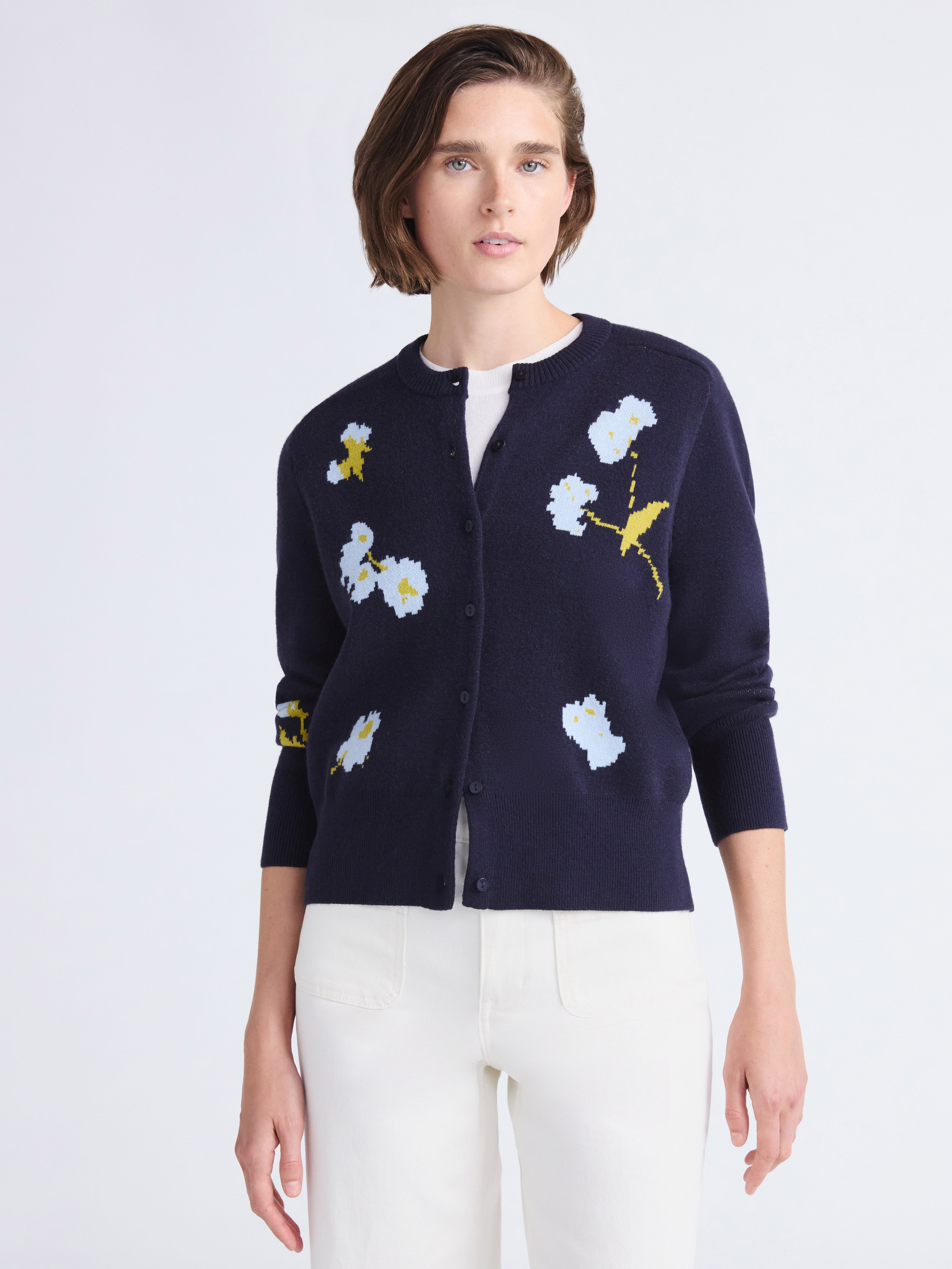 トップス TTT_MSW / Flower Knit Jacquard Cardigan TTT MSW Flower Jacquard Knit Cardigan