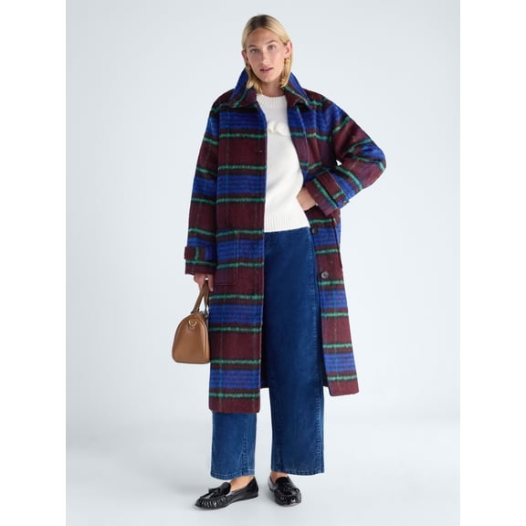 Free Assembly Women’s and Women's Plus Long Line Coat, Sizes XS-4X