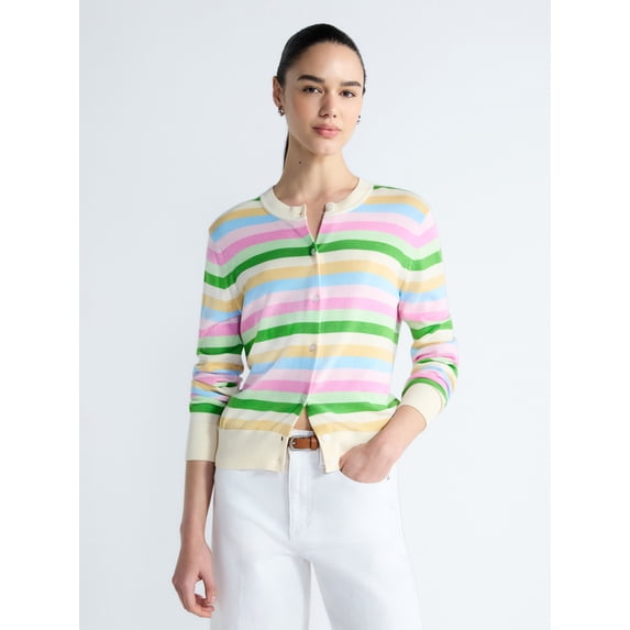 Free Assembly Women's Classic Cardigan Sweater with Long Sleeves, Lightweight, Sizes XS-4X