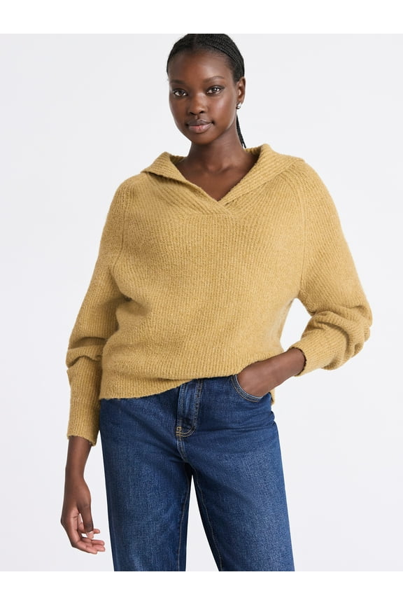 Women's V-Collar Sweater with Long Sleeves, Midweight, Sizes, XS-XXL