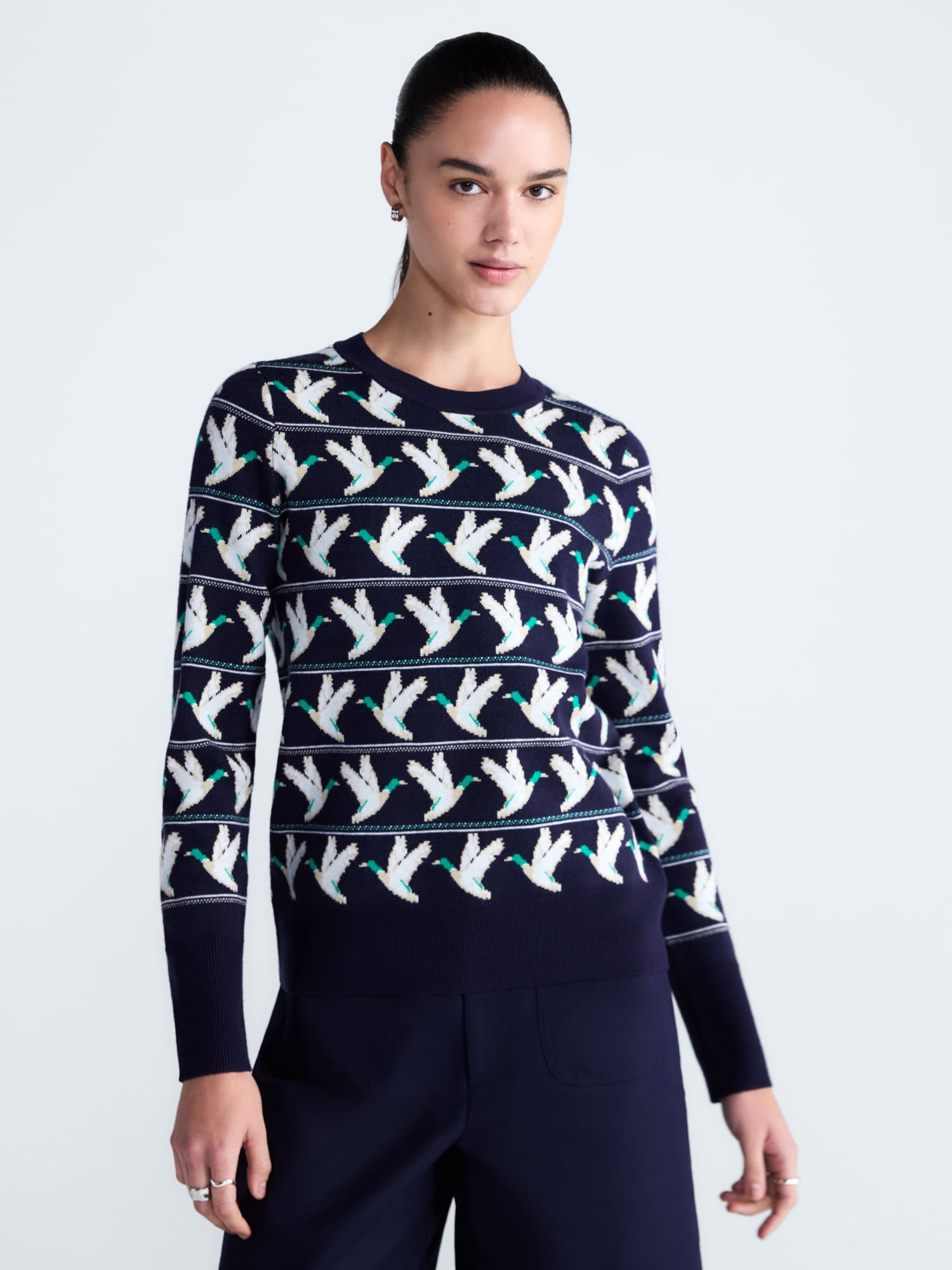 Free Assembly Women's and Women's Plus Cozy Yarn Crewneck Sweater, Midweight, Sizes XS-4X