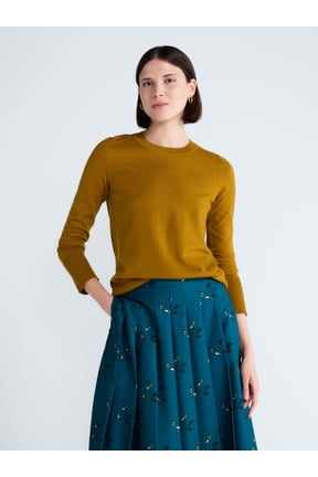 Women's and Women's Plus Cozy Yarn Crewneck Sweater, Midweight, Sizes XS-4X