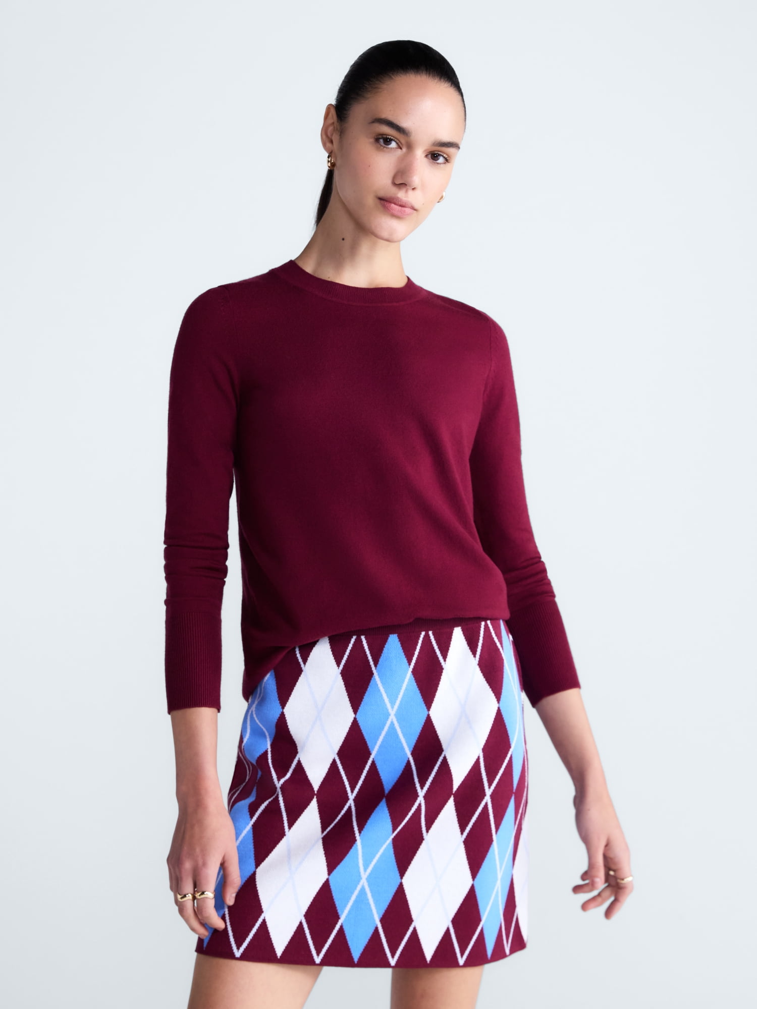 Free Assembly Women's and Women's Plus Cozy Yarn Crewneck Sweater, Midweight, Sizes XS-4X