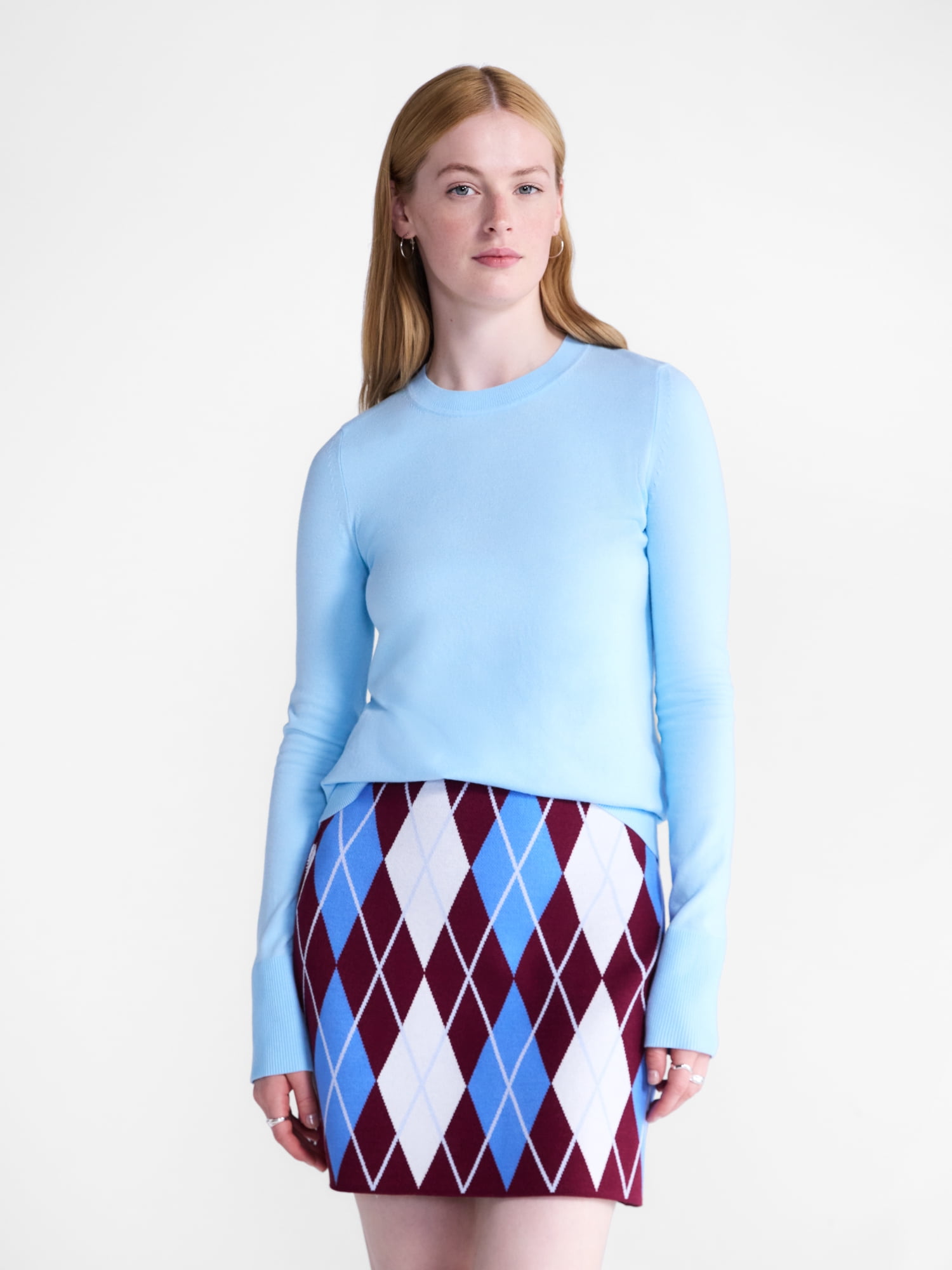 Free Assembly Women's and Women's Plus Cozy Yarn Crewneck Sweater, Midweight, Sizes XS-4X