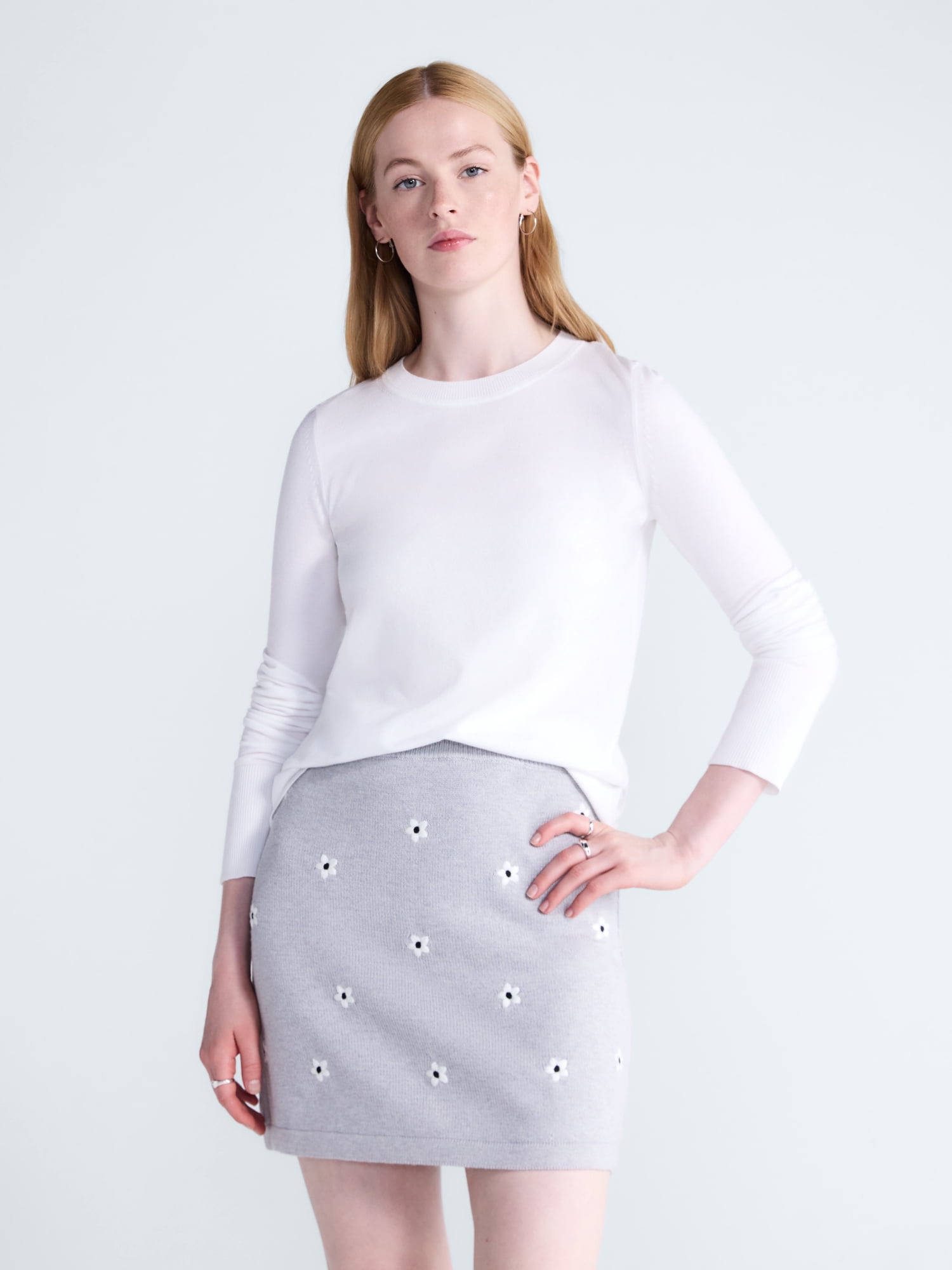Free Assembly Women's and Women's Plus Cozy Yarn Crewneck Sweater, Midweight, Sizes XS-4X