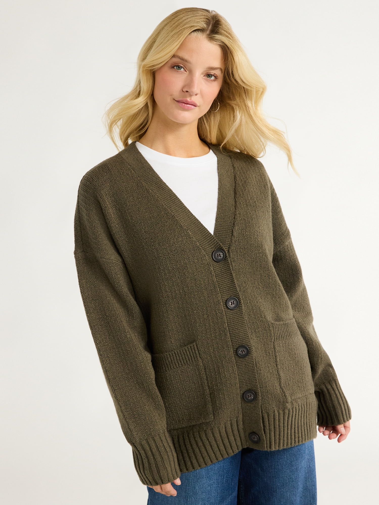 トップス less tailor Grandpa cardigan Free Assembly Women's Grandpa Cardigan Sweater with Long