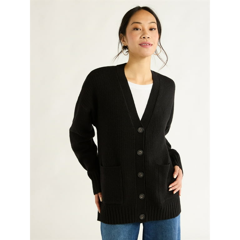 Free Assembly Women s Grandpa Cardigan Sweater with Long Sleeves Heavyweight Sizes XS XXL Walmart